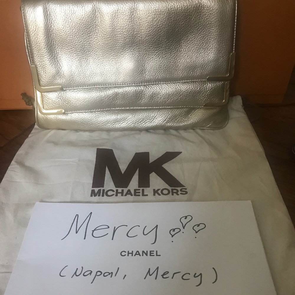 Michael Kors Gunmetal Foldover Clutch